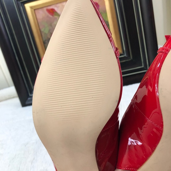 Talbots Red Patent Leather Sling Back Heels - Picture 5 of 8